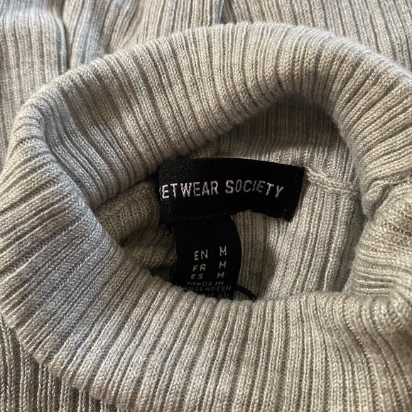 STREETWEAR SOCIETY Gray ribbed knit RETRO 1990s Turtleneck Crop Shirt *MEDIUM* - Picture 6 of 6